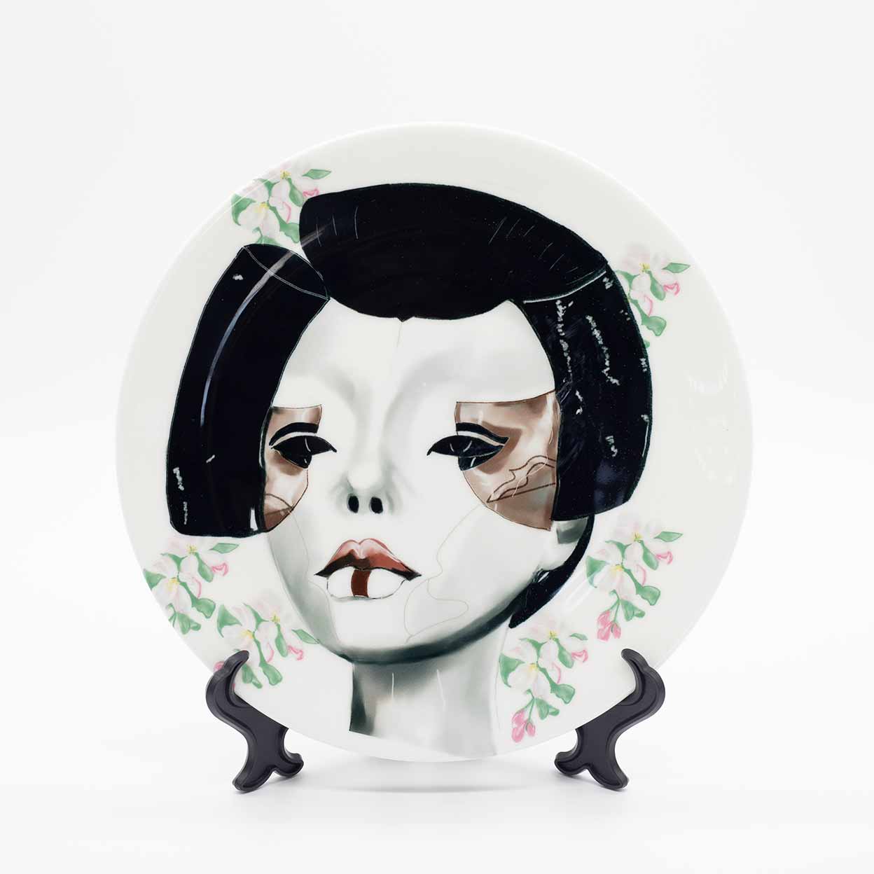 Mask of Geisha Ceramic Plate - HeartArt